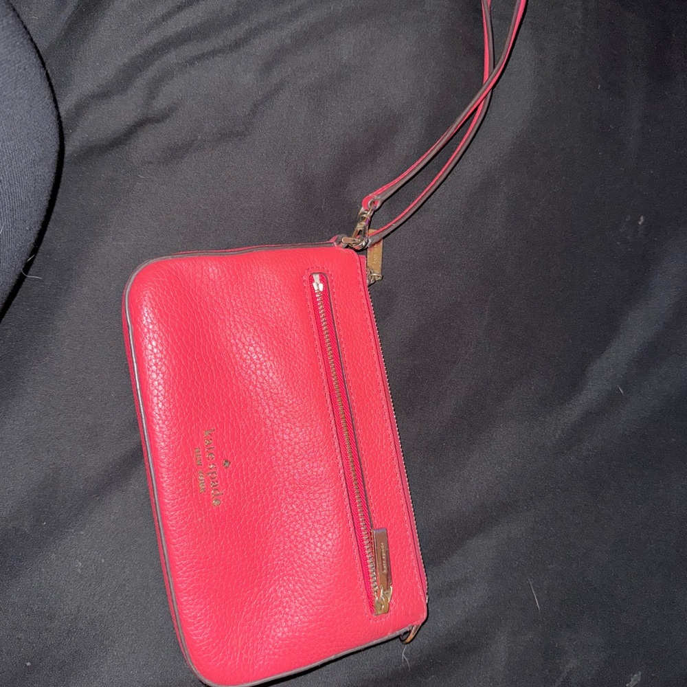 Kate Spade New York Pink Pebbled Leather Wristlet Clutch